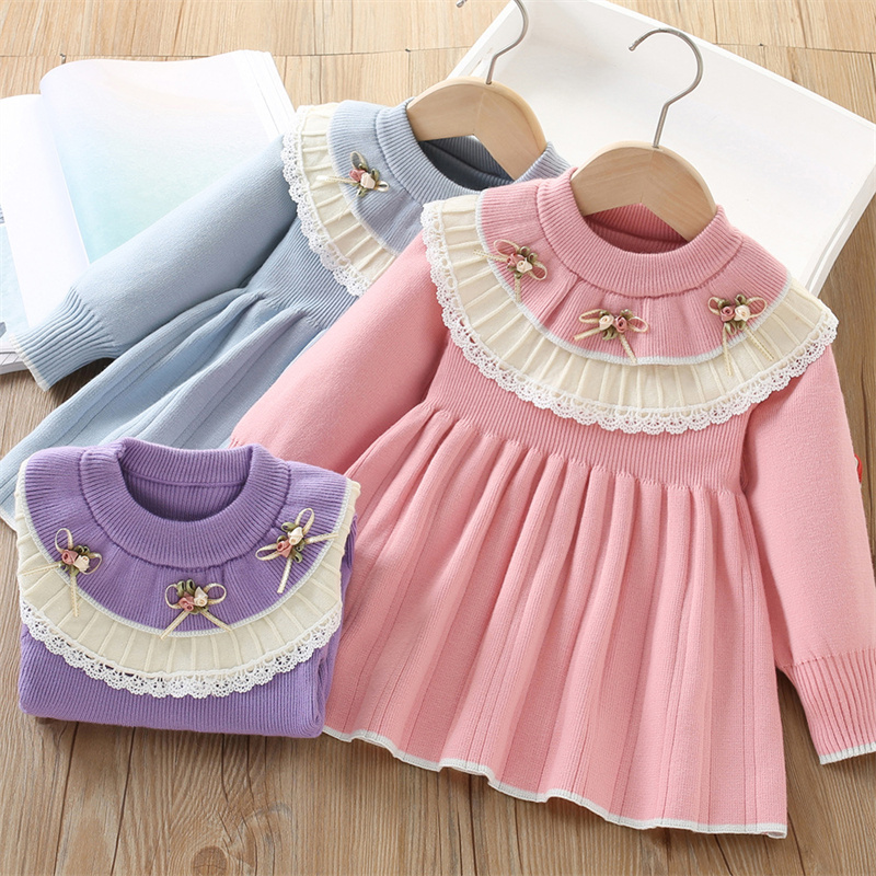 Baby Clothing Jumpers - Baby Girls' Knitted Dress Children Autumn