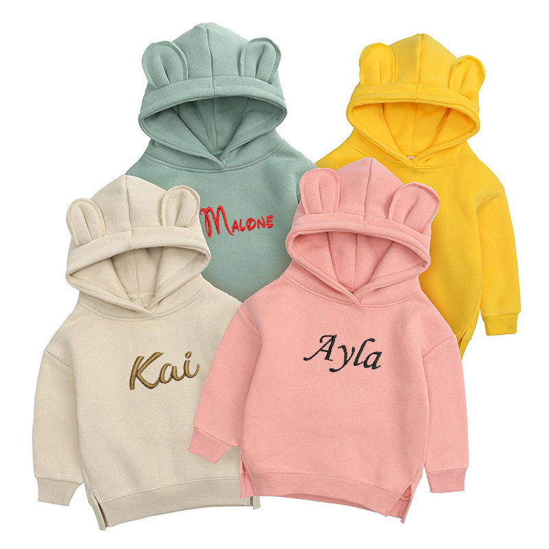 Baby Clothing Jumpers - Personalised Embroidery Childrens Bear Hoodie Custom