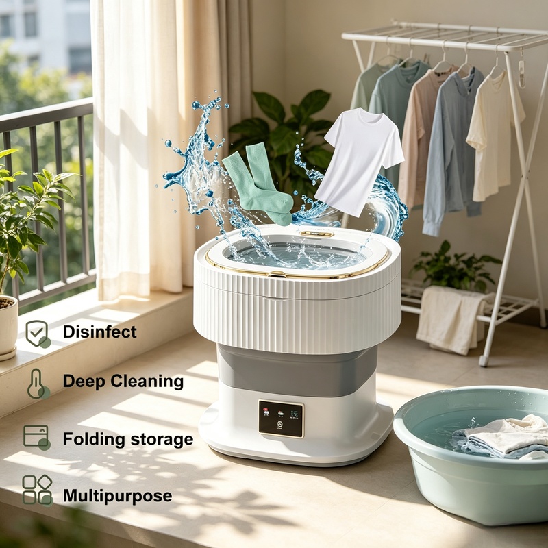 Baby Clothing Washing Machine - Household Travel Foldable Mini Washer 11.5L
