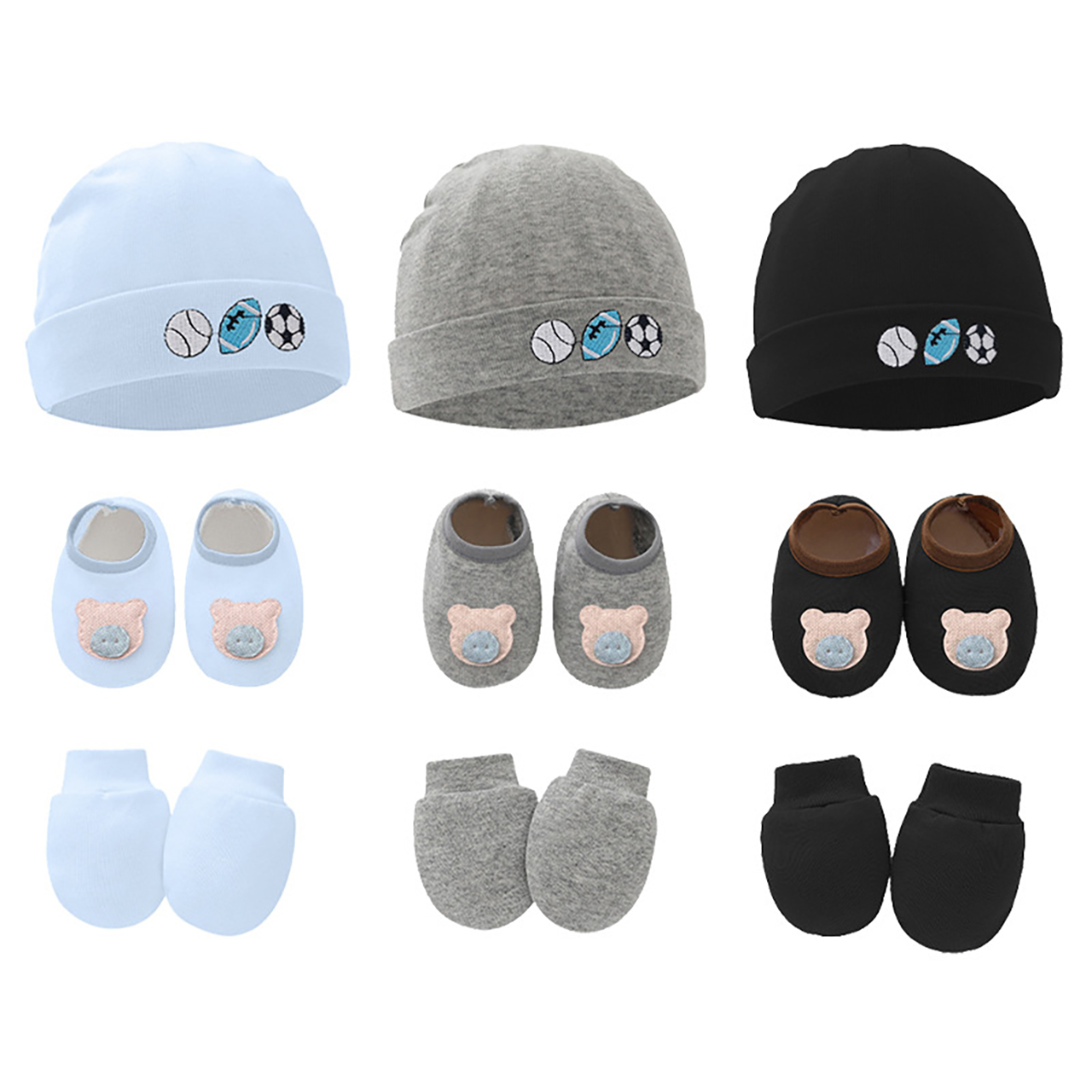 Baby Mittens Scratch - 3pcs Baby Hat Gloves Shoes Set