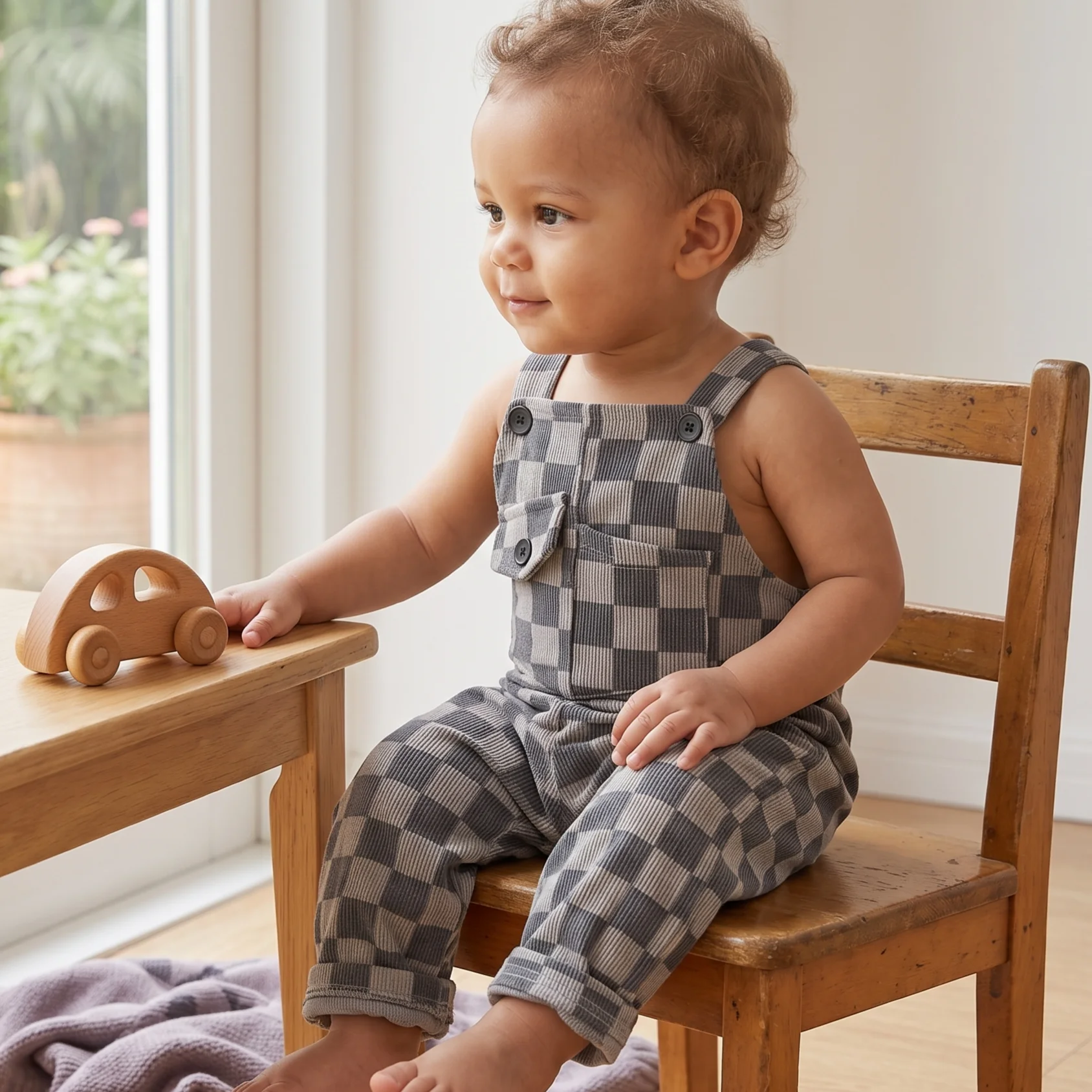 Baby Clothing Jumpers - Summer Baby Boys Grid Jumper Pants