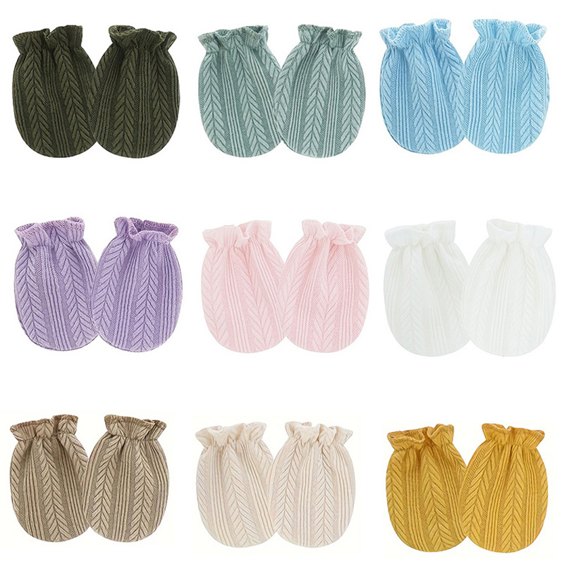 Baby Mittens Scratch - 6 Pairs/lot Newborn Gloves Solid Color