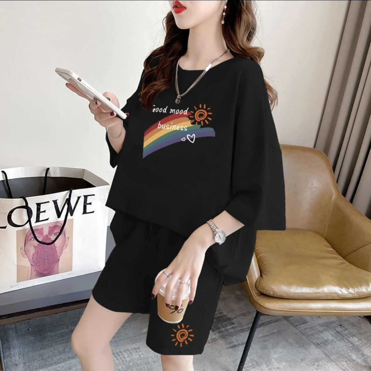 Summer Short Set - Fashion women's summer shorts set, sportswear,