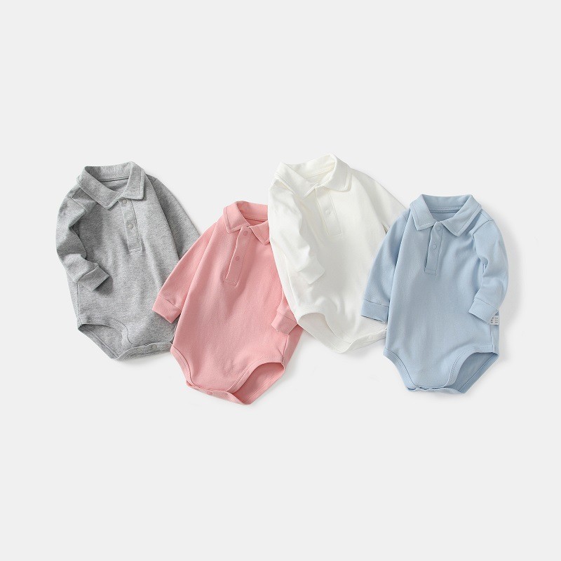 Baby Polo Collar Bodysuit 100% - Romper Onesie Baby ulasan dan harga