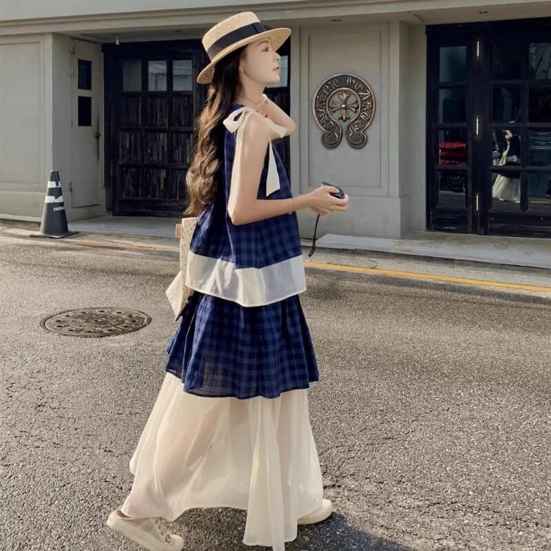 Women's Blue Plaid Two Piece S - Summer Short Set ulasan dan harga