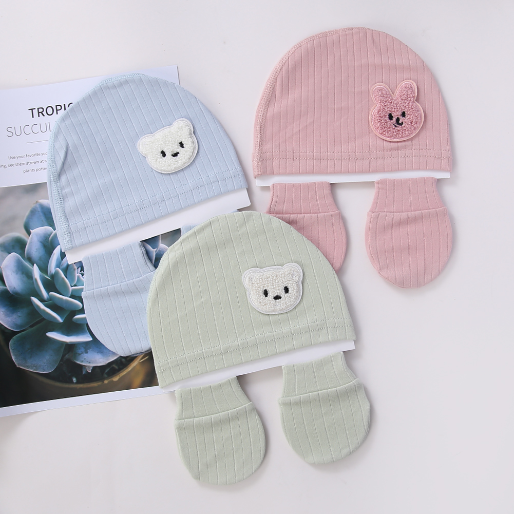 3Pcs/set Cotton Newborn Hats C - Baby Mittens Scratch ulasan dan harga