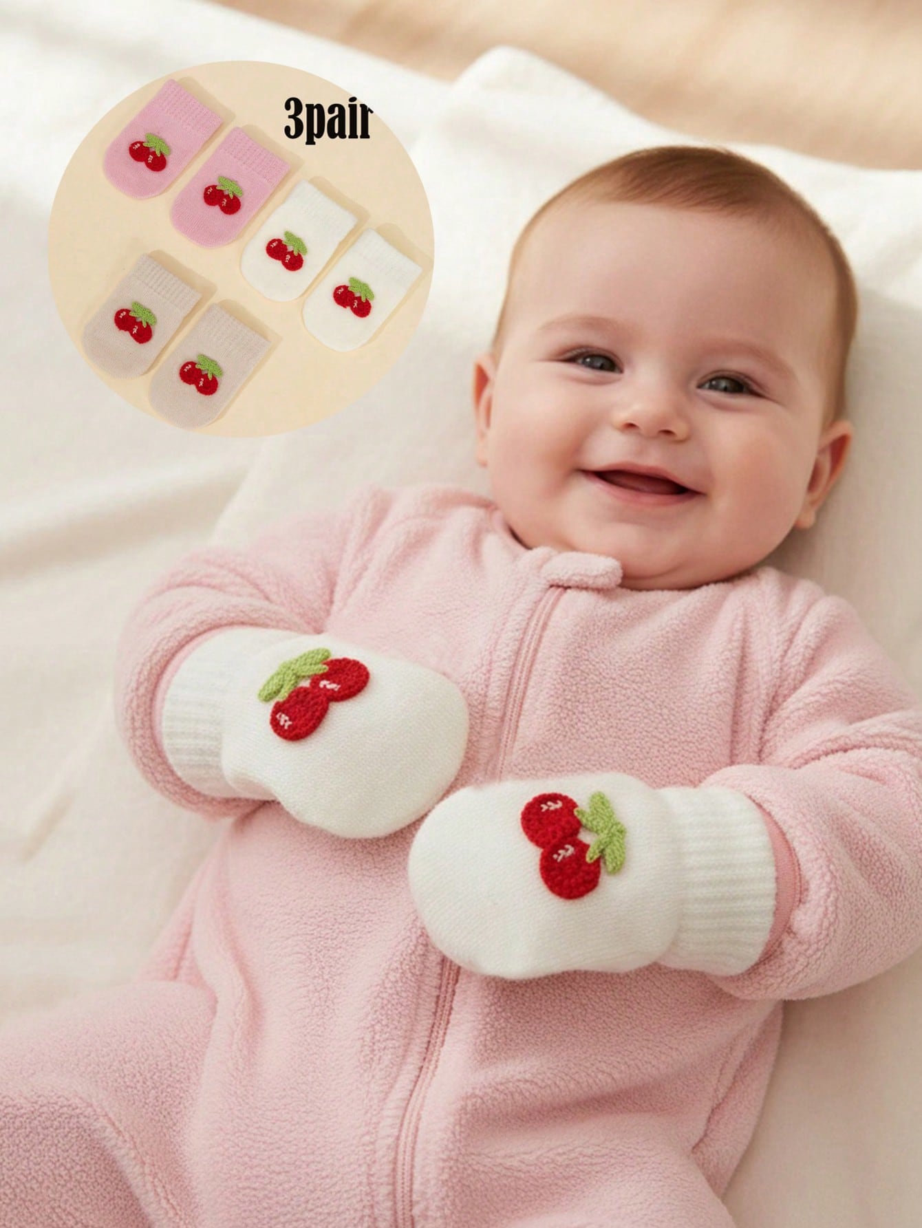 3Pairs Baby Girls 0-12M Knitte - Baby Mittens Scratch ulasan dan harga